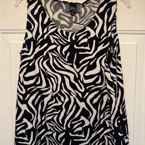 Slinky Brand Black and White Zebra Print Tank